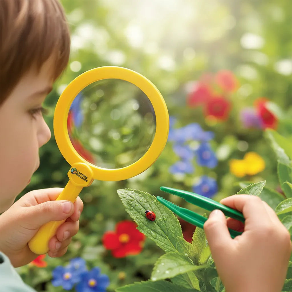 Juego Pinza Sensorial y Lupa azul Para Niños niñas