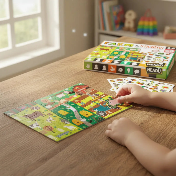 Rompecabezas De La Granja Con Stickers Reutilizables