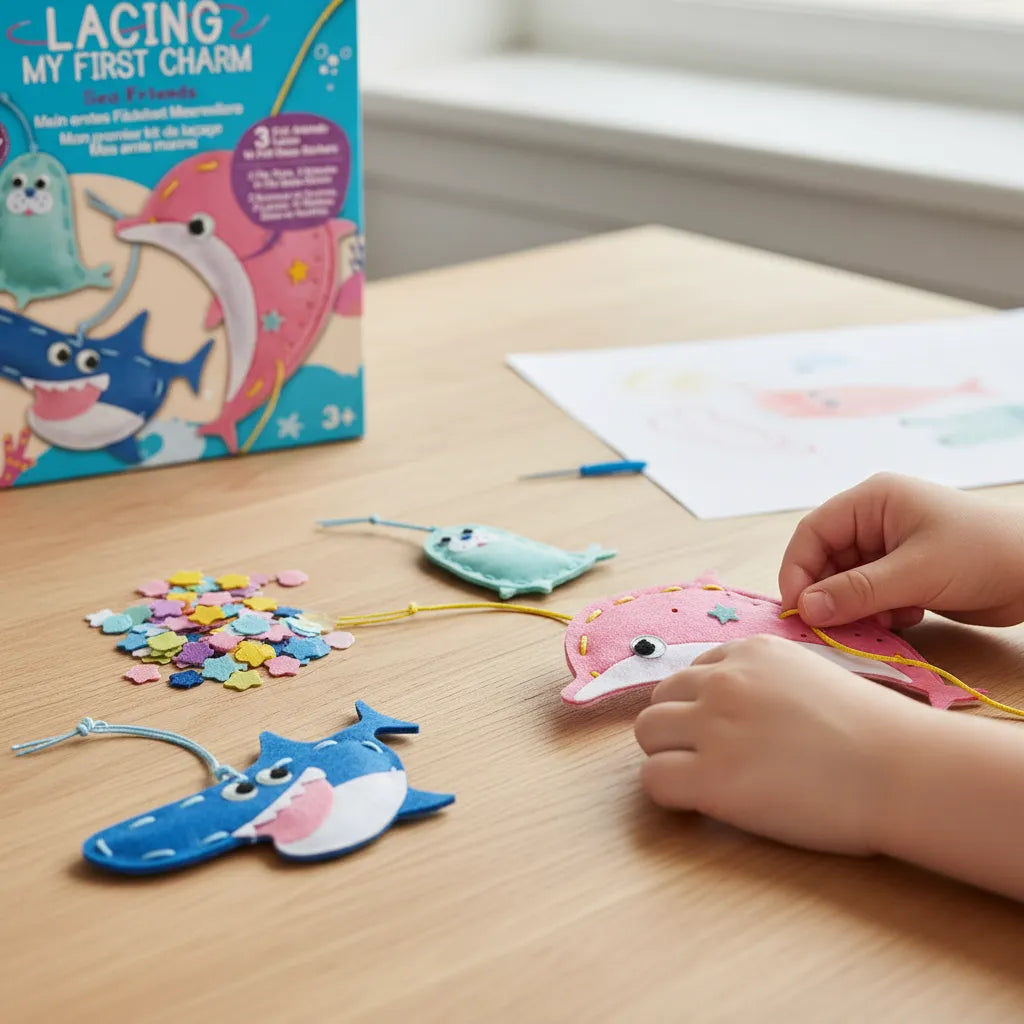 Set De Arte Y Manualidades Animales Del Mar Tejidos Lv1
