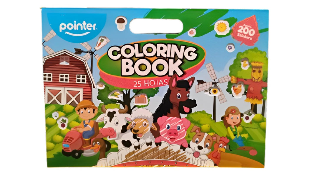 Libro Colorear Con 200 Stickers Granja Niños