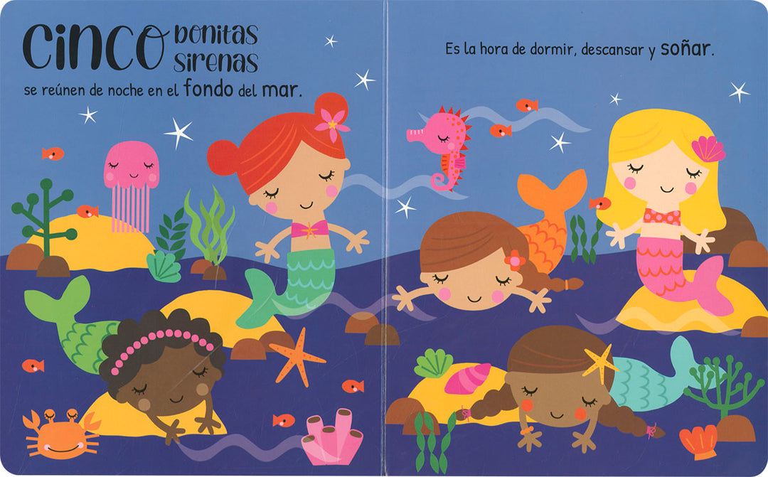 Libro Didáctico Con Textura Cinco Bonitas Sirenas Niños