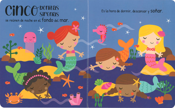 Libro Didáctico Con Textura Cinco Bonitas Sirenas Niños
