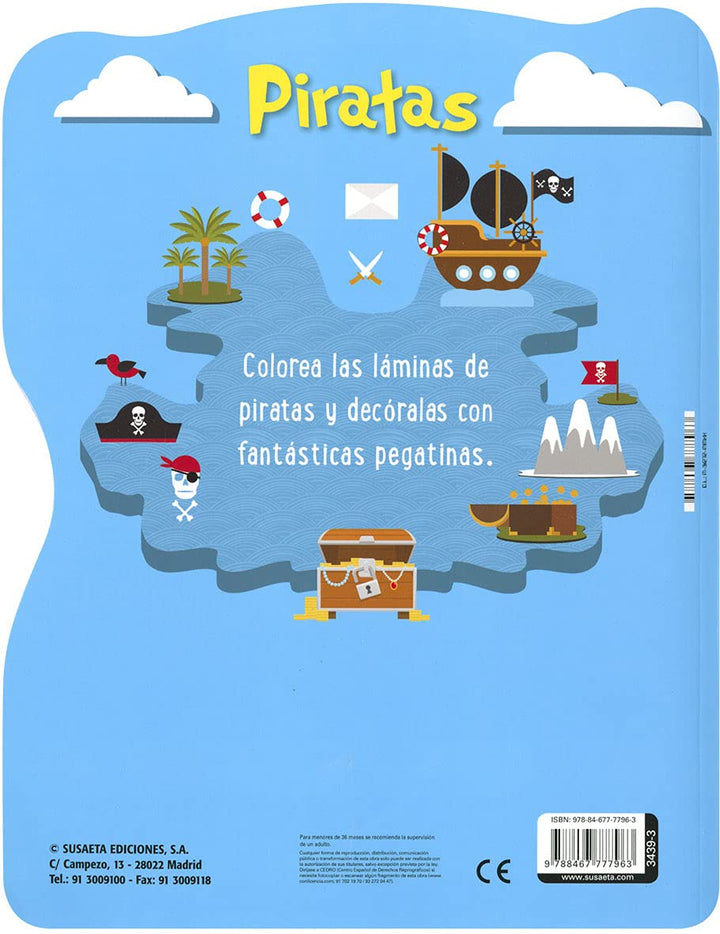 Libro Para Colorear Los Piratas Con Stickers Para Niños