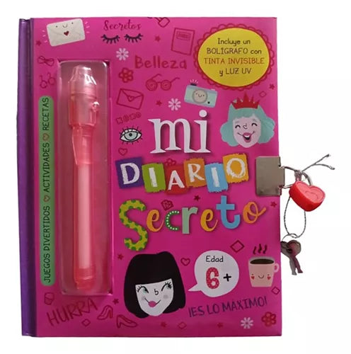 Libro Mi Diario Secreto Bolígrafo Tinta Invisible Niñas