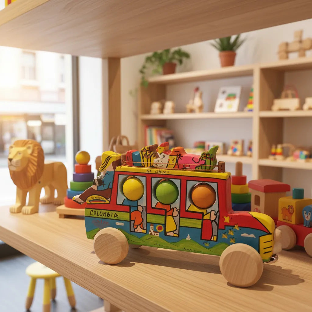 Juguete Chiva Colombiana En Madera Para Niños
