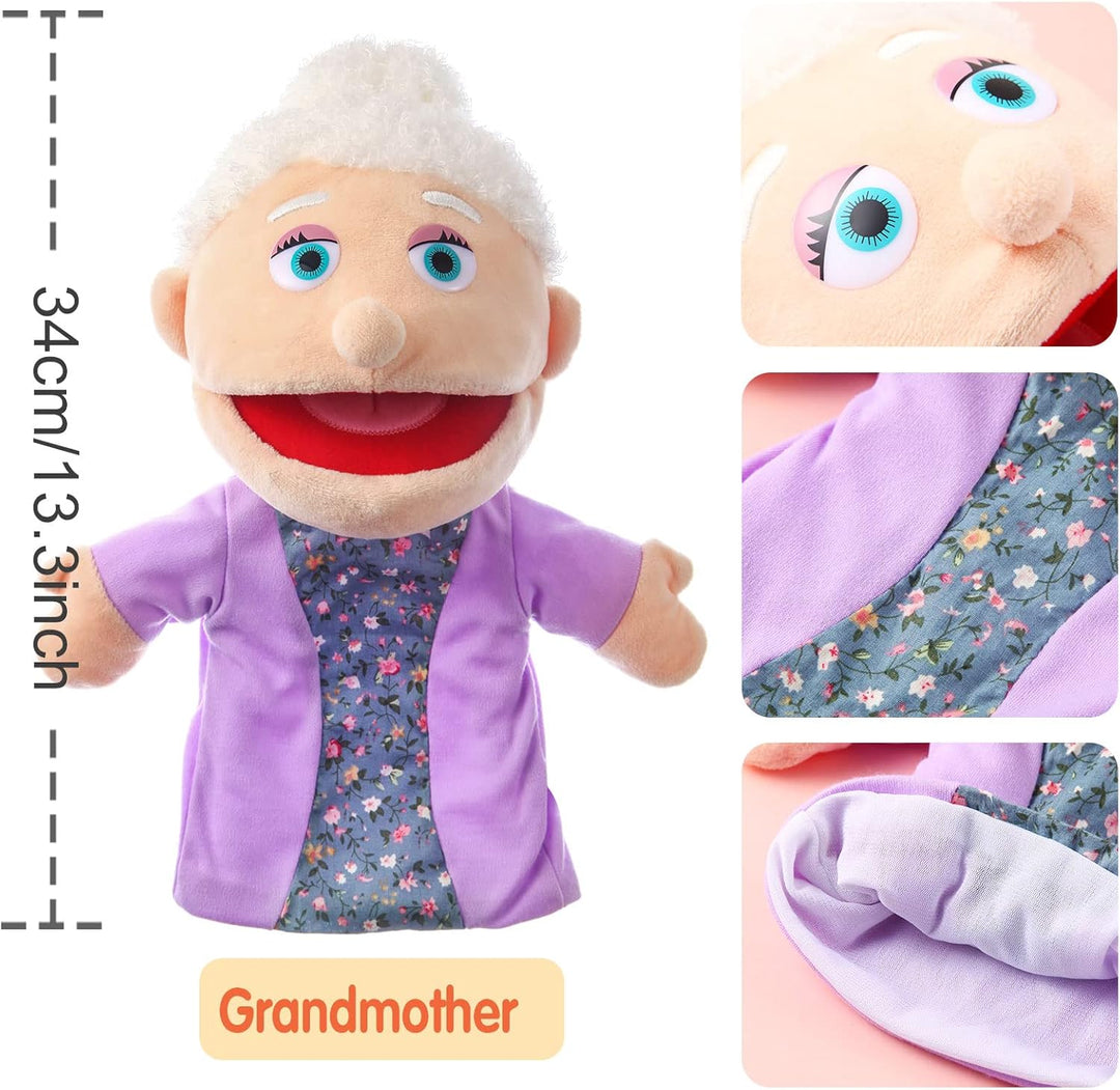 Juguete Didáctico Títere Abuela Vestido De Flores Niños