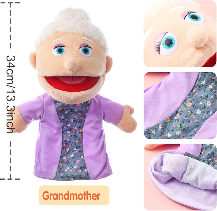 Juguete Didáctico Títere Abuela Vestido De Flores Niños