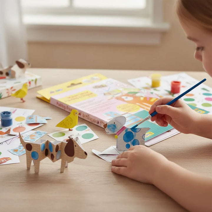 Set Acuarela Y Origami animales Para Niños