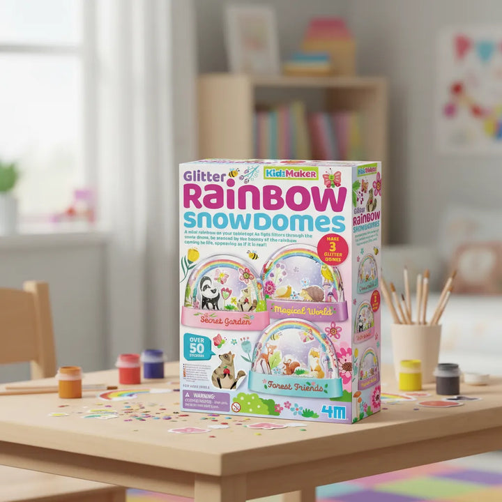 Juego Kit De Cúpulas De Nieve Arcoíris Con Purpurina Niños