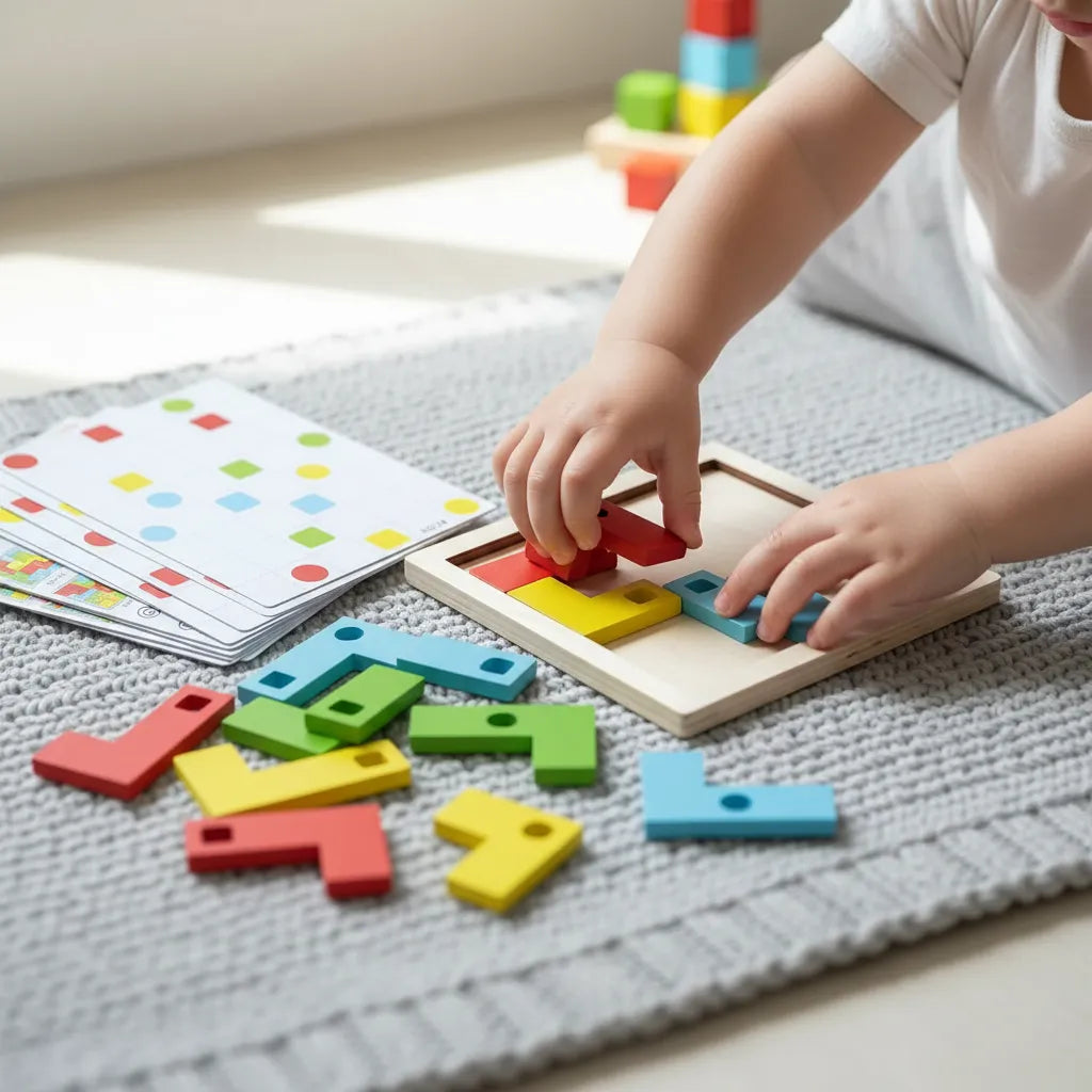 Juego Bloques Geométricos En Madera Para Niños