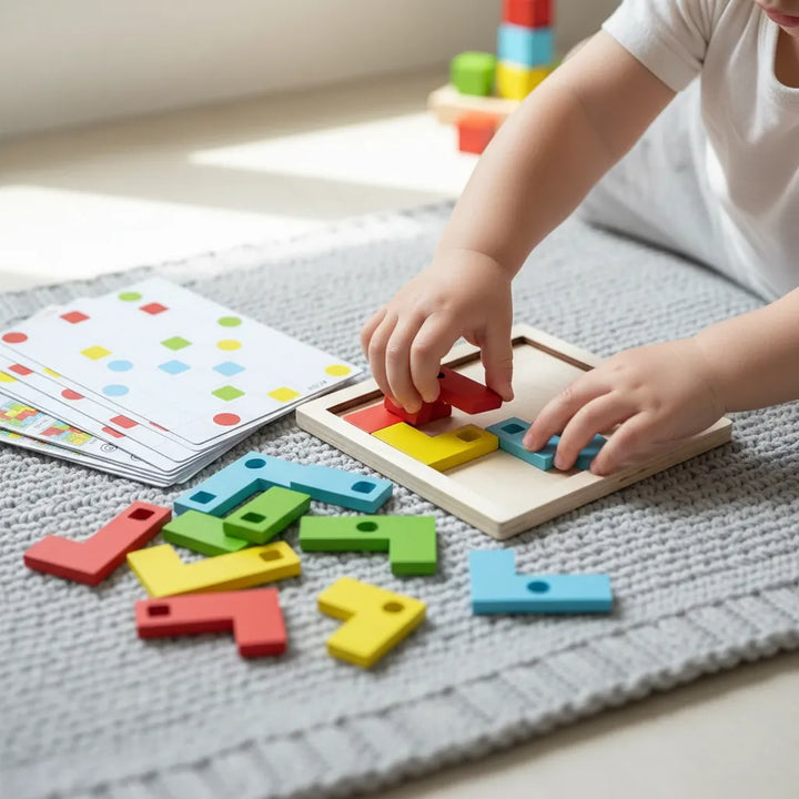 Juego Bloques Geométricos En Madera Para Niños