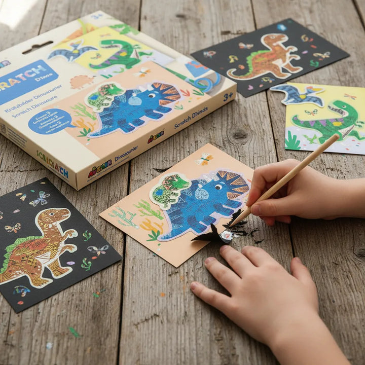 Set De Arte y Manualidades Para Raspar Tarjetas Dinosaurios