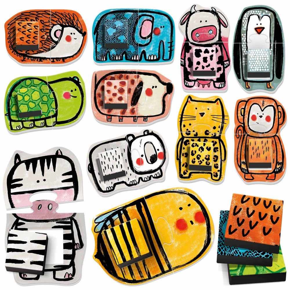 Rompecabezas Motricidad Texturas  Animales Para Niños