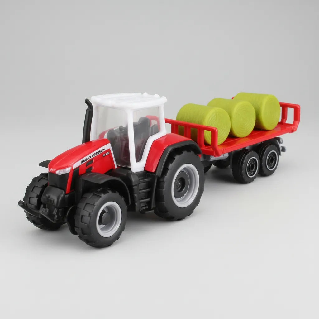 Tractor Y Carretilla A Escala Massey Ferguson Rojo