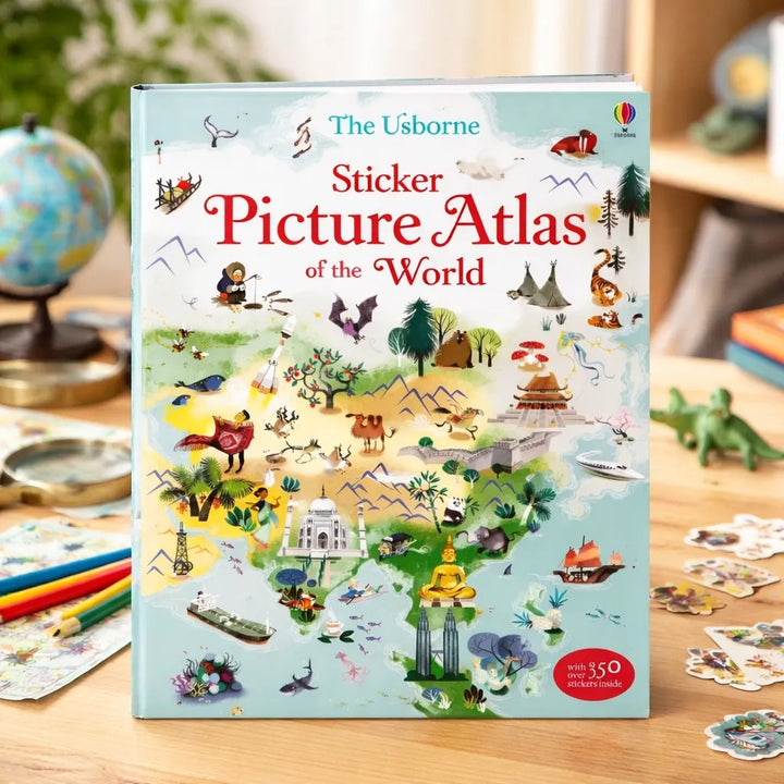 Libro Didáctico Atlas Mundial Con Stickers Usborne Para Niños