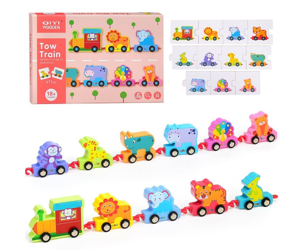 Rompecabezas Tren De Madera Animales Para Niños