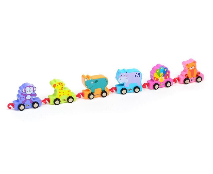 Rompecabezas Tren De Madera Animales Para Niños