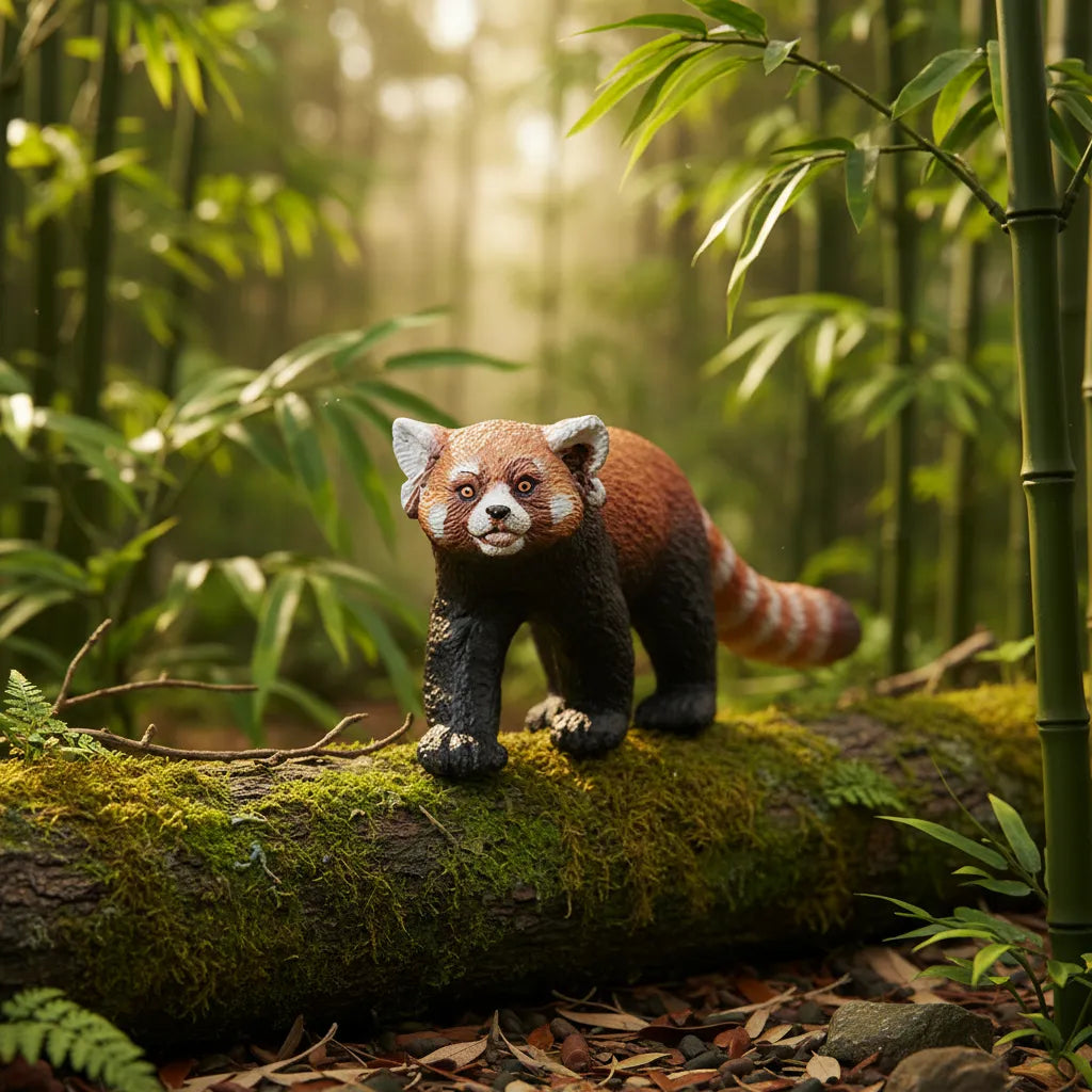 Figura Coleccionable Panda Rojo Pintados A Mano Papo Niños