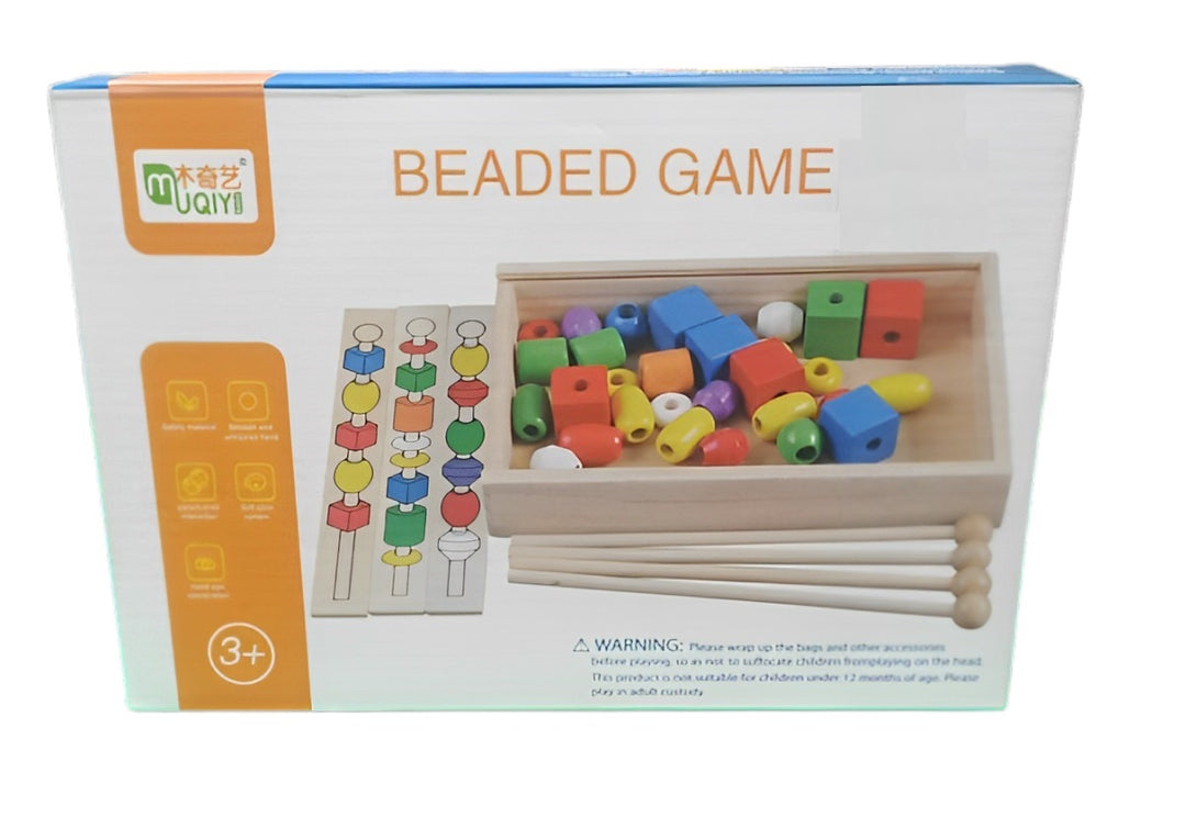 Juego  Ensarta Figuras Colores Madera Para Niños