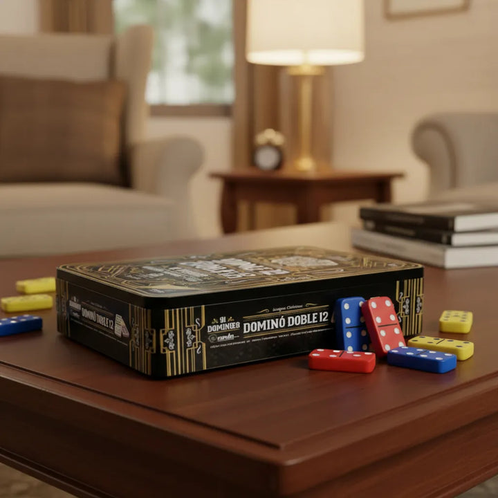 Juego De Mesa Domino Doble 12 En Lata Familia Niños