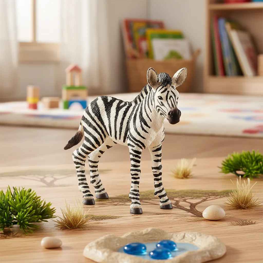 Figura Animales Cria De Cebra Pintada A Mano