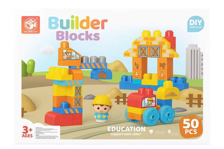 Juego Bloques Construcción 50 Piezas Niños