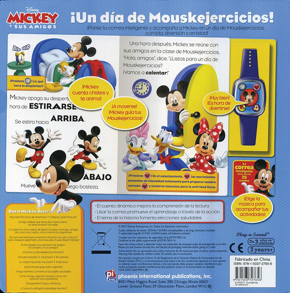 Libro Infantil Mickey Mouse Reloj Sonidos Niños
