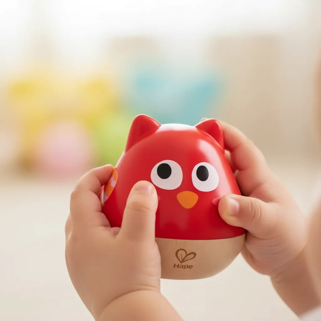 Juguete Sonajero Búho Sonido Suave Hape Para Niños