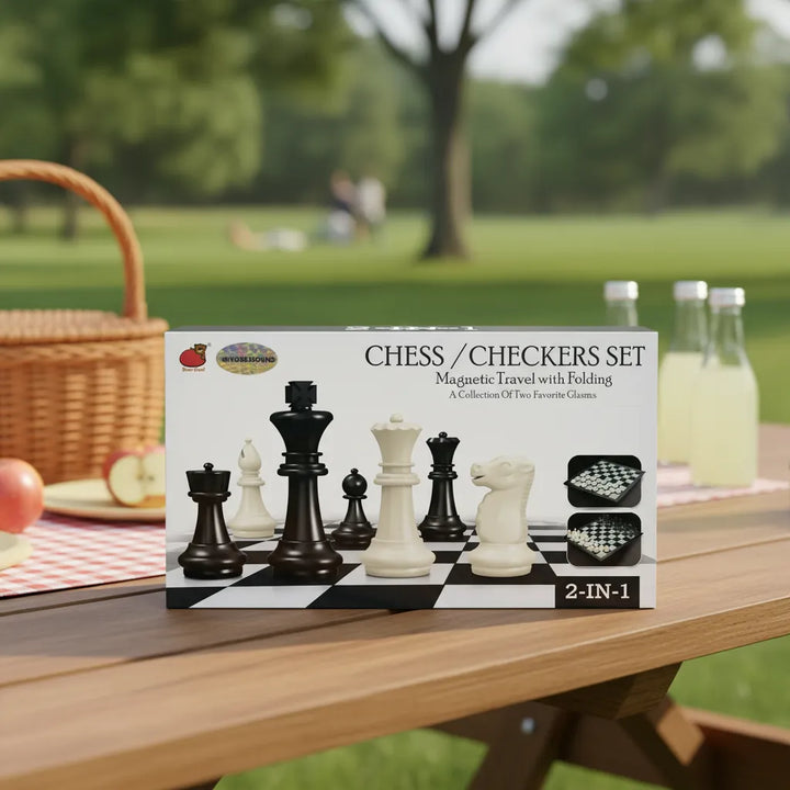 Juego De Mesa Ajedrez Y Damas 2 En 1 Magnético Para Niños
