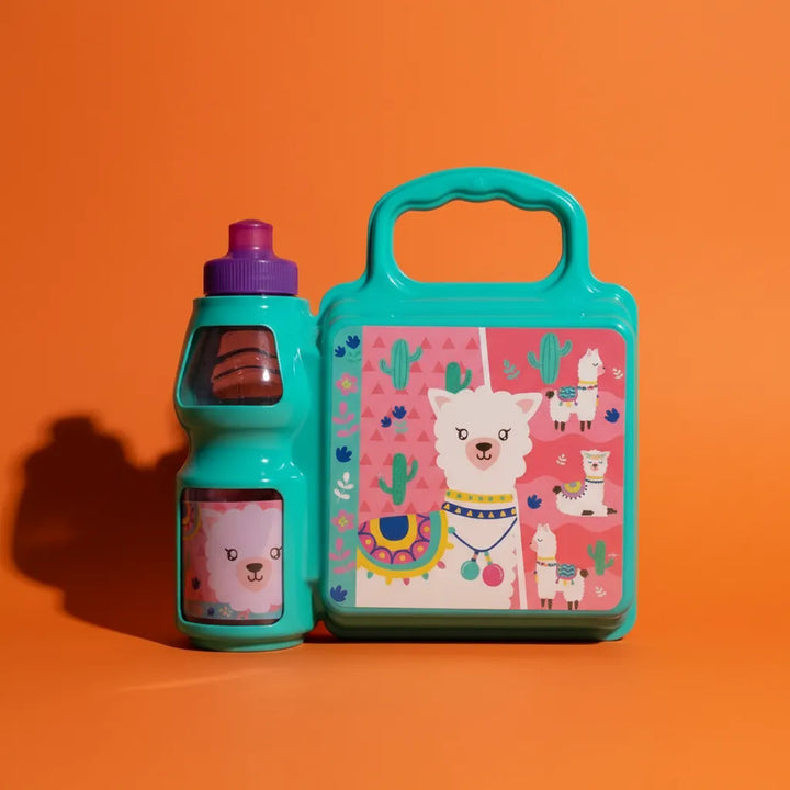 Lonchera Color Celeste Diseño Llama tierna Para Niños