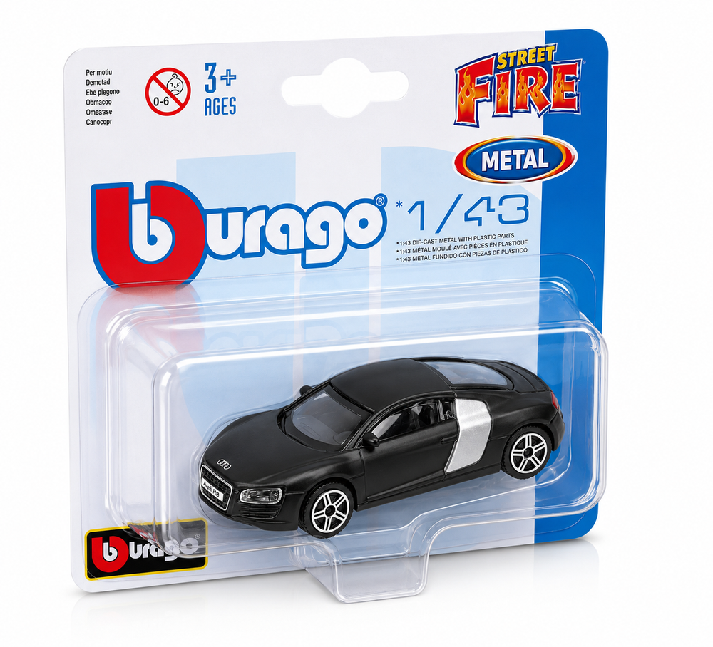 Carro Coleccionable A Escala 1/43  Audi R8 Negro Para Niños