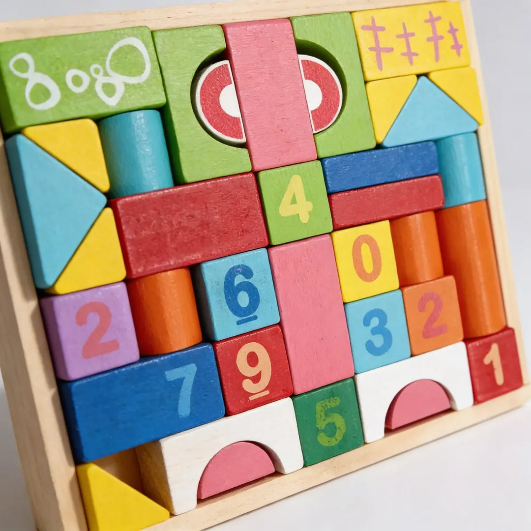 Juego De Bloques De Construcción En Madera 32 Piezas Niños
