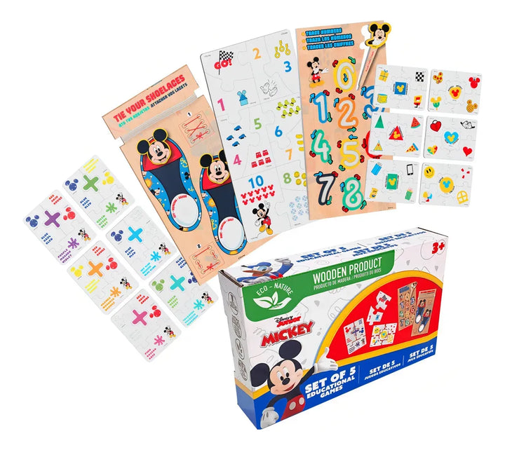 Juego Didáctico Set De 5 Juegos Educativos De Madera Niños