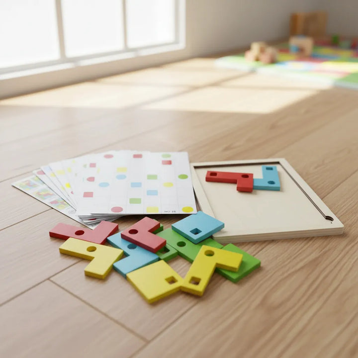 Juego Bloques Geométricos En Madera Para Niños