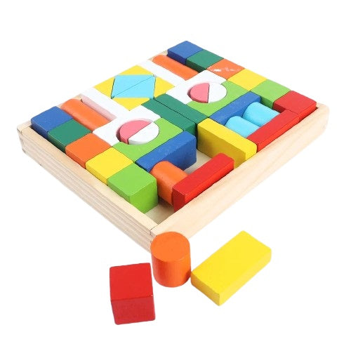 Juego De Bloques De Construcción En Madera Para Niño