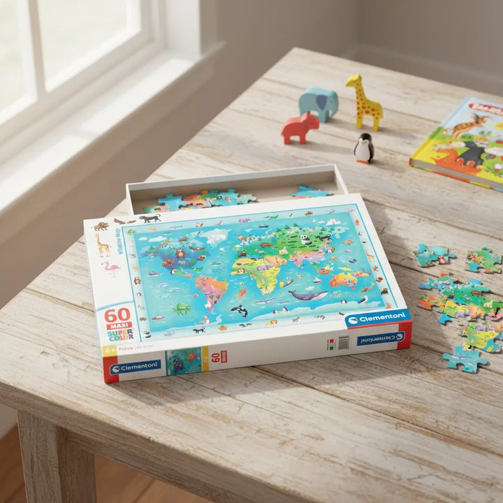Rompecabezas 60 Maxi Piezas Mapa De Fauna Silvestre Niños