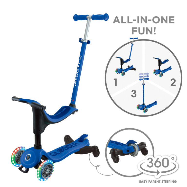 Patineta Evolutivo Globber 3 En 1 Azul Para Niños
