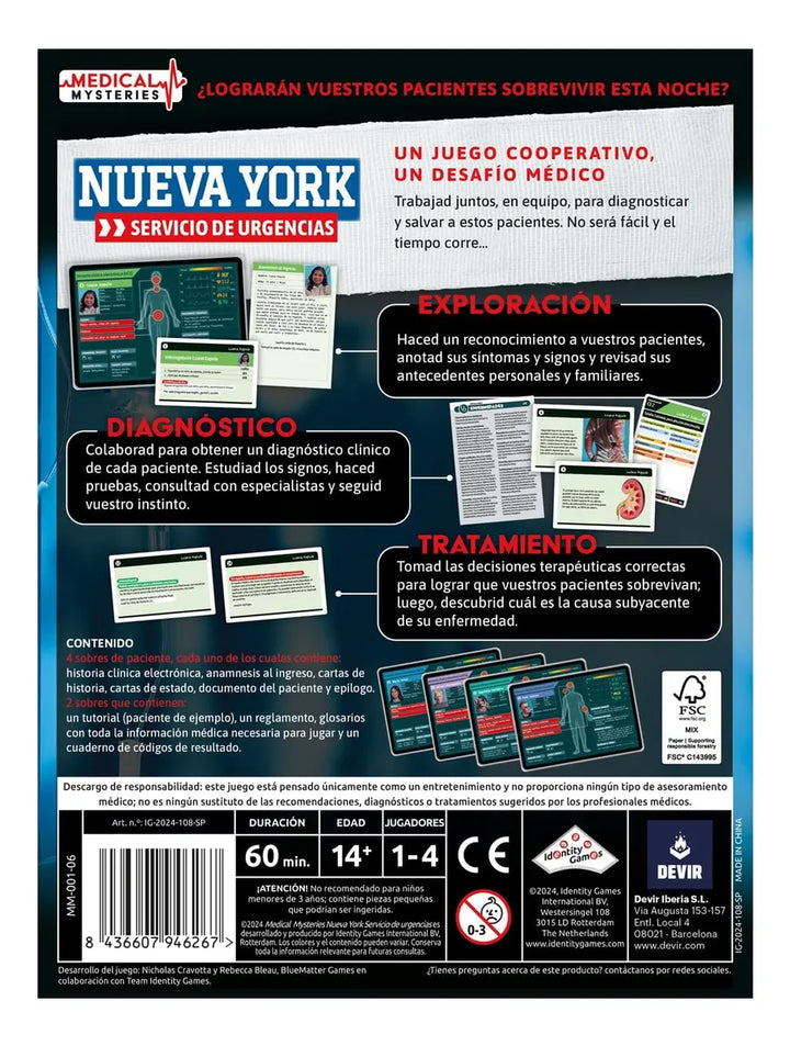 Juego De Mesa Medical Mysteries Nueva York Adultos
