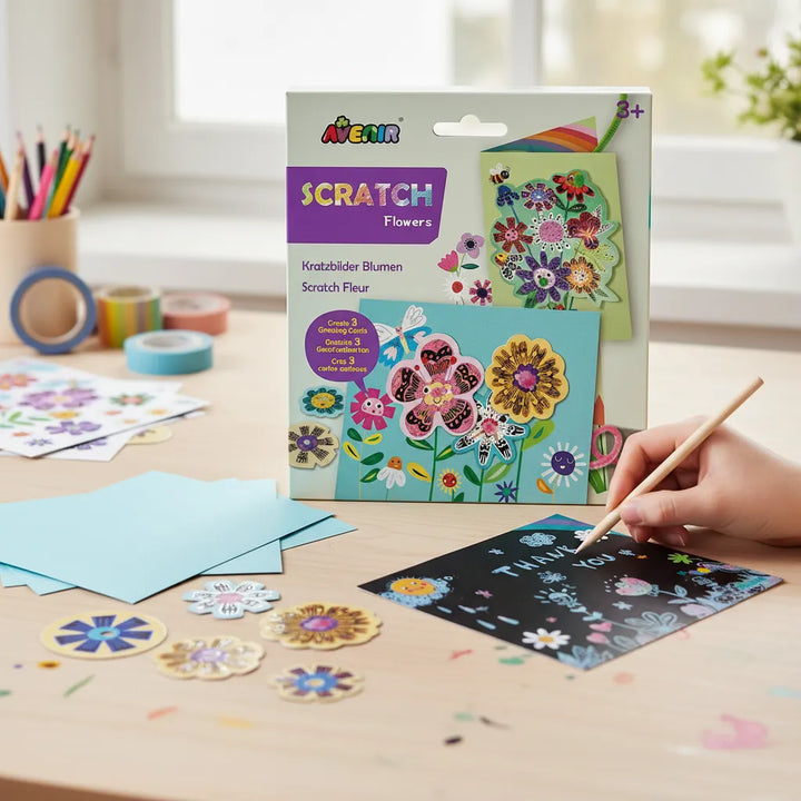 Juego Tarjetas Floral Para Raspar Niños