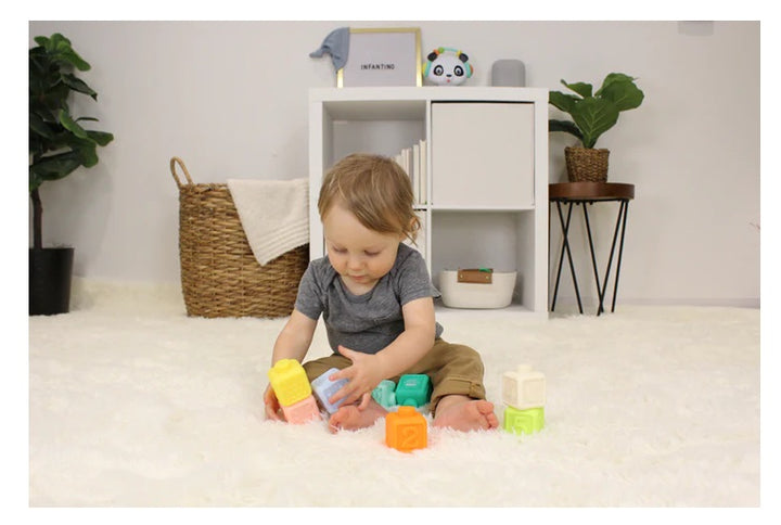 Juguete Bebé 8 Cubos Sensorial Apilables Suaves