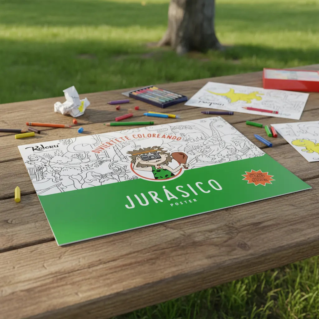 Póster para colorear Jurásico + stickers