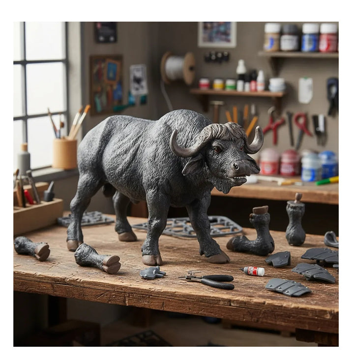 Figura Coleccionable Búfalo Pintada A Mano Papo