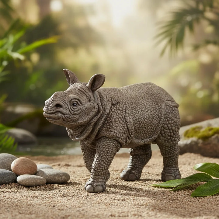 Figura Animales Cría Rinoceronte Pintado A Mano