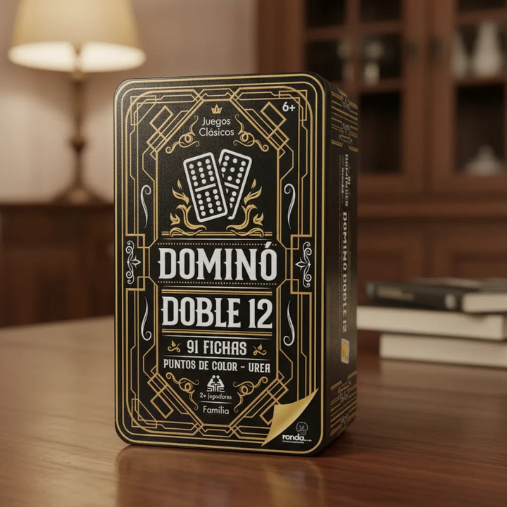 Juego De Mesa Domino Doble 12 En Lata Familia Niños