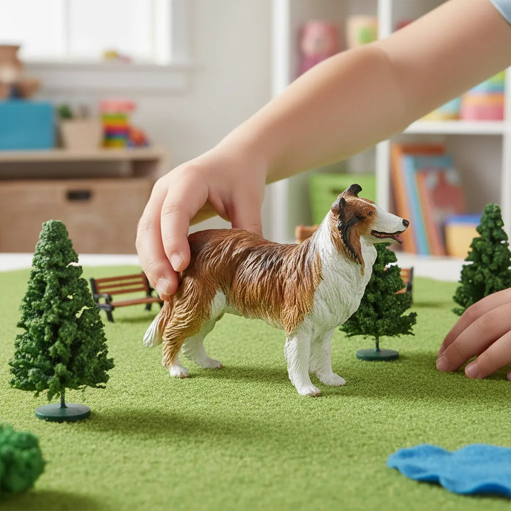 Figura Perro Collie Pintado a Mano