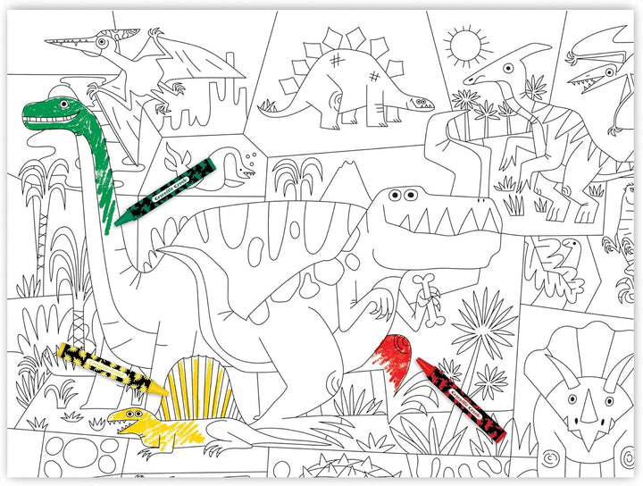 Juego Poster Para Colorear Dinosaurios 8 Crayones
