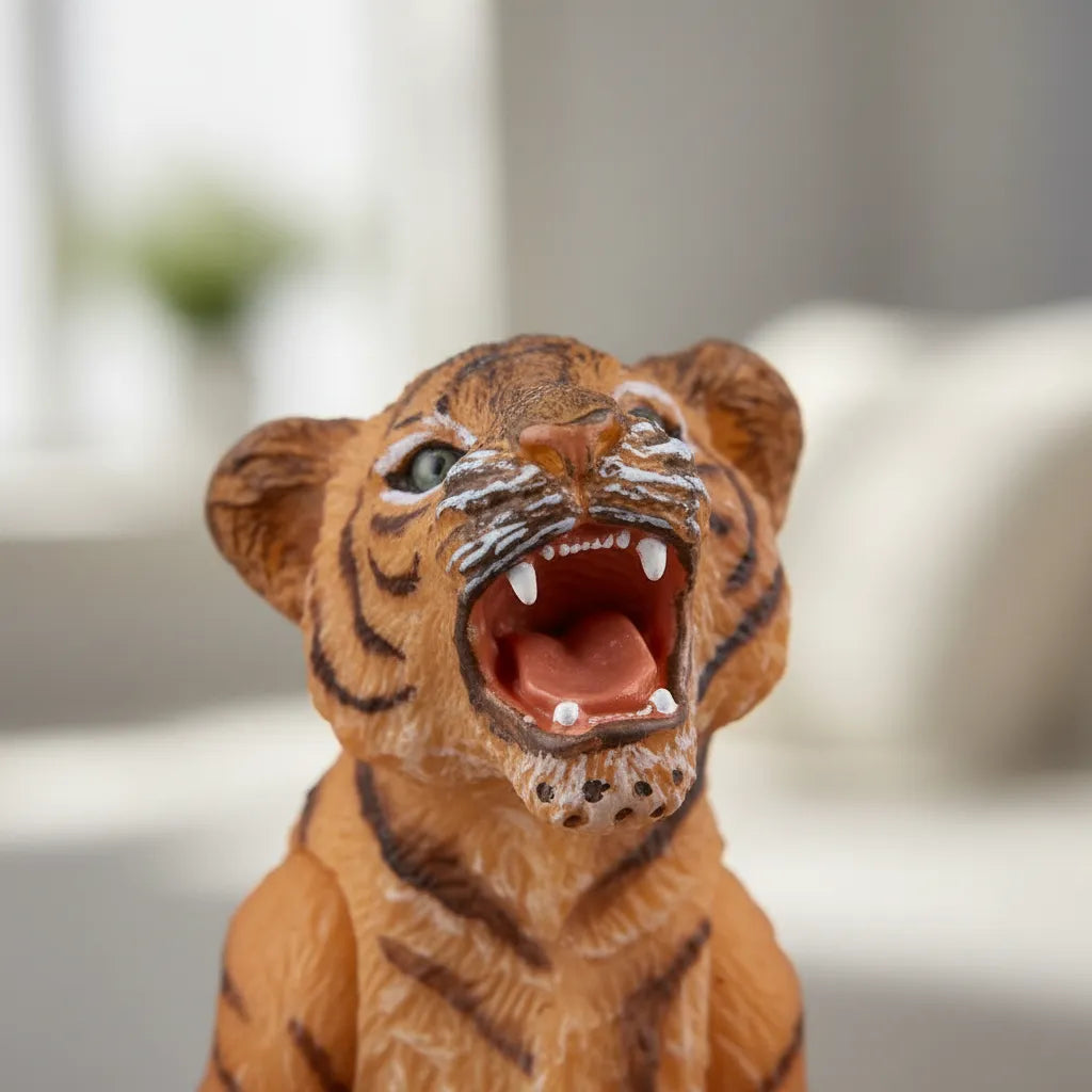 Figura Cría Tigre De Pie Pintada A Mano Papo