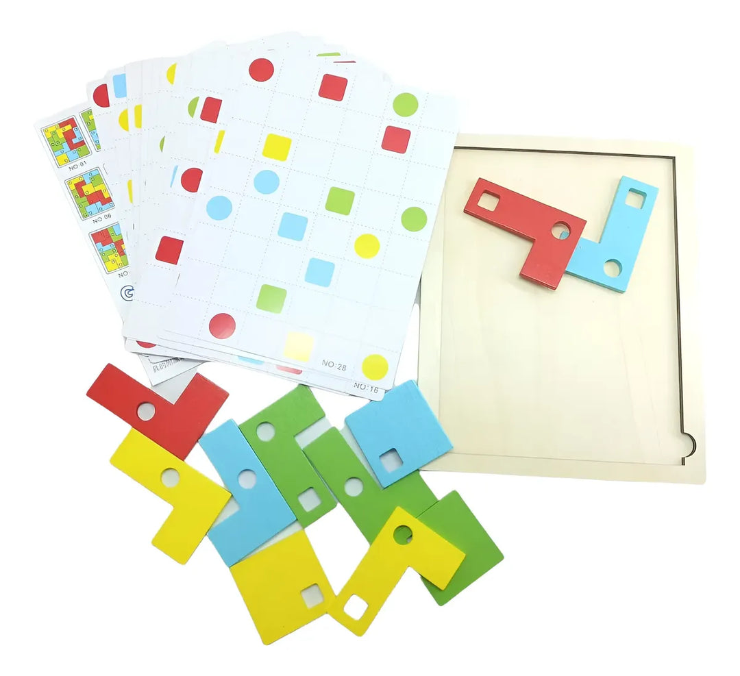 Juego Bloques Geométricos En Madera Para Niños