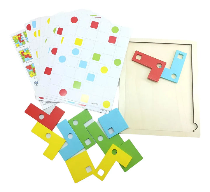 Juego Bloques Geométricos En Madera Para Niños