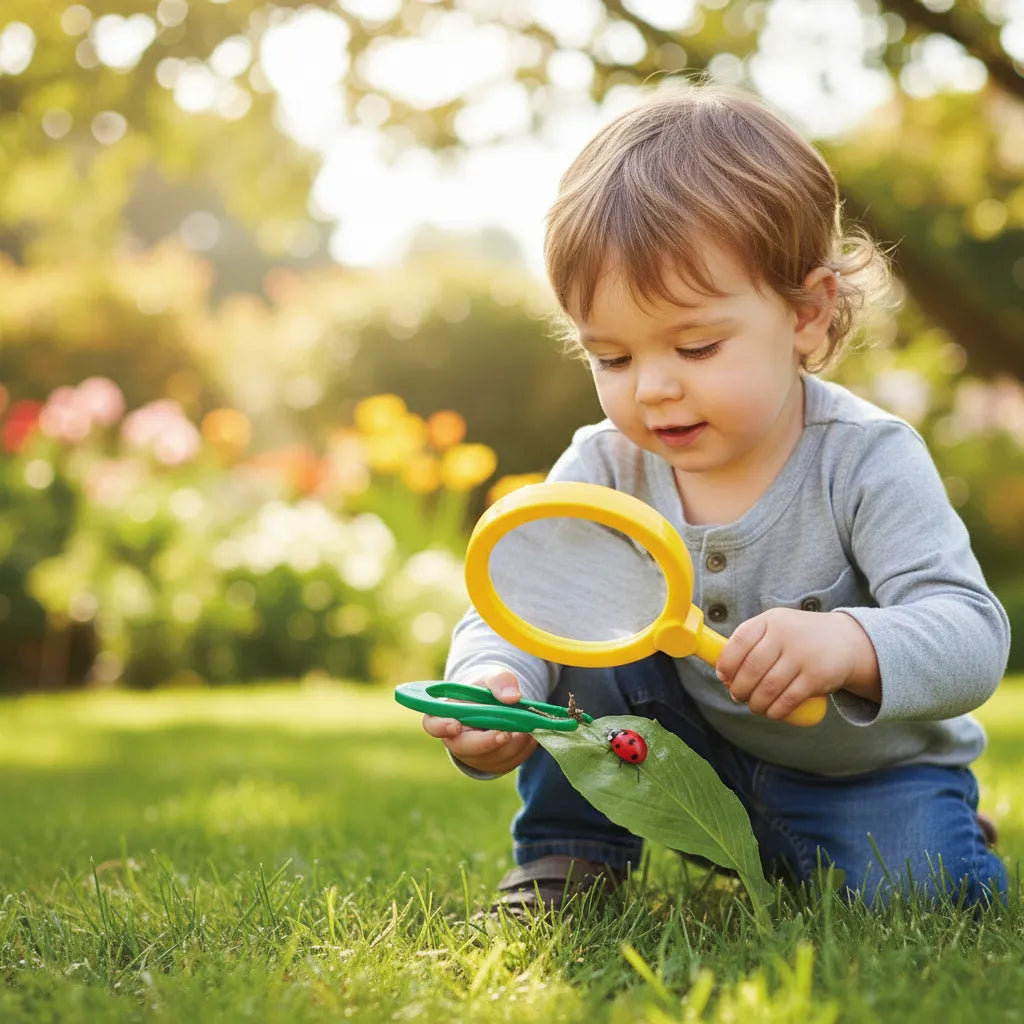 Juego Pinza Sensorial y Lupa azul Para Niños niñas